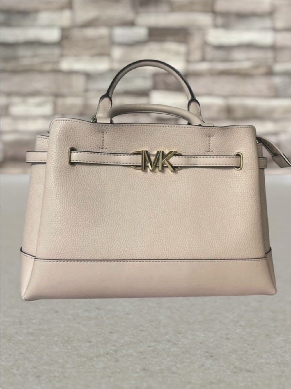 Michael Kors Reed Large TZ Belted Satchel Powder Blush